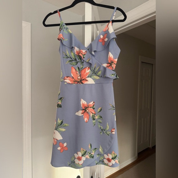 Aqua Floral Blue Dress - Picture 1 of 2